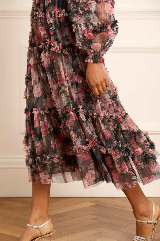 Midnight Dance Ruffle Ballerina Dress Black Women Needle and Thread Dresses
