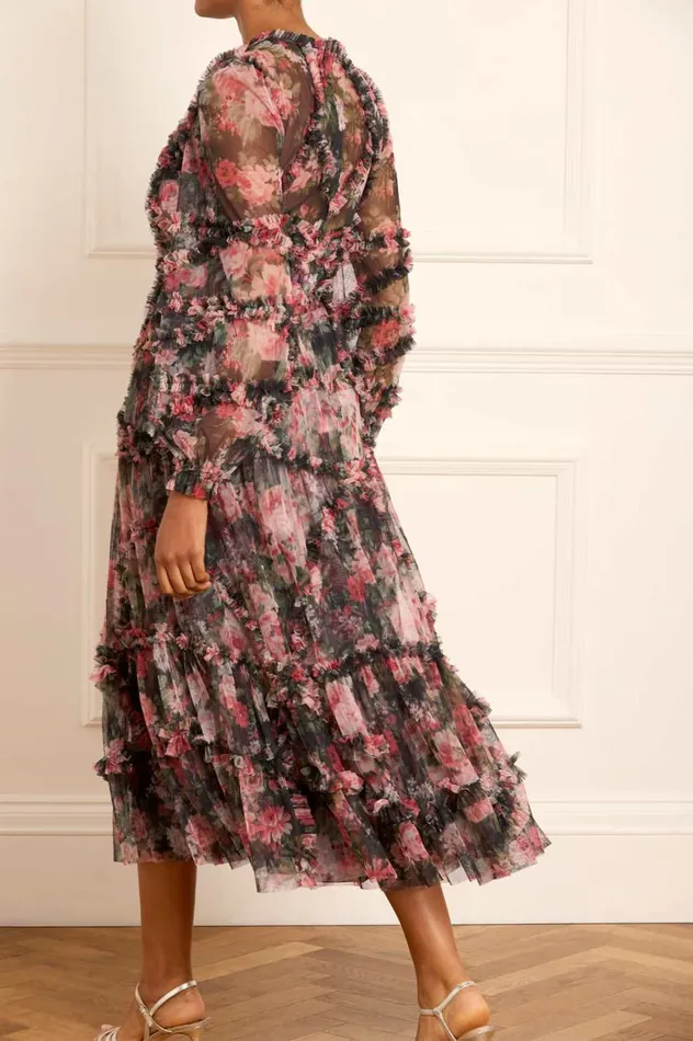 Midnight Dance Ruffle Ballerina Dress Black Women Needle and Thread Dresses