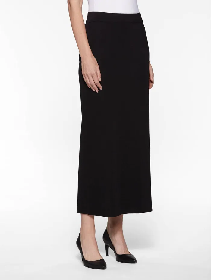 Misook 36quot Straight Knit Skirt 8211 Long Black Skirt With Slit Misook Women Skirts