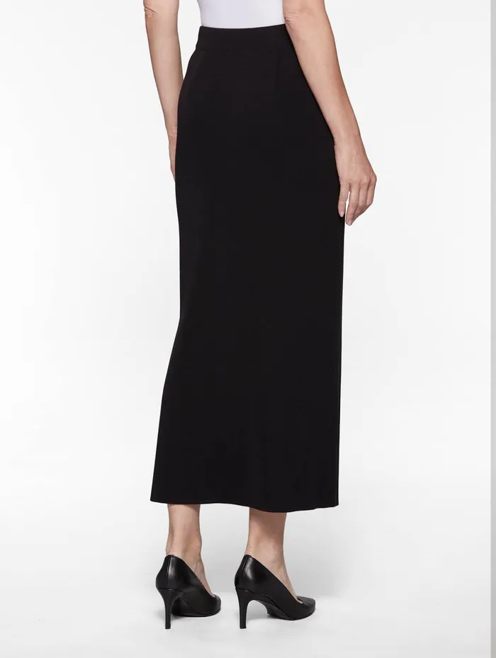 Misook 36quot Straight Knit Skirt 8211 Long Black Skirt With Slit Misook Women Skirts
