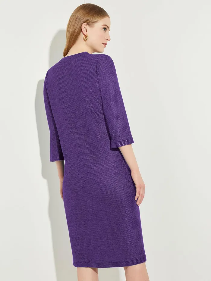Misook ALine Button Detail Textured Knit Dress Women Dresses