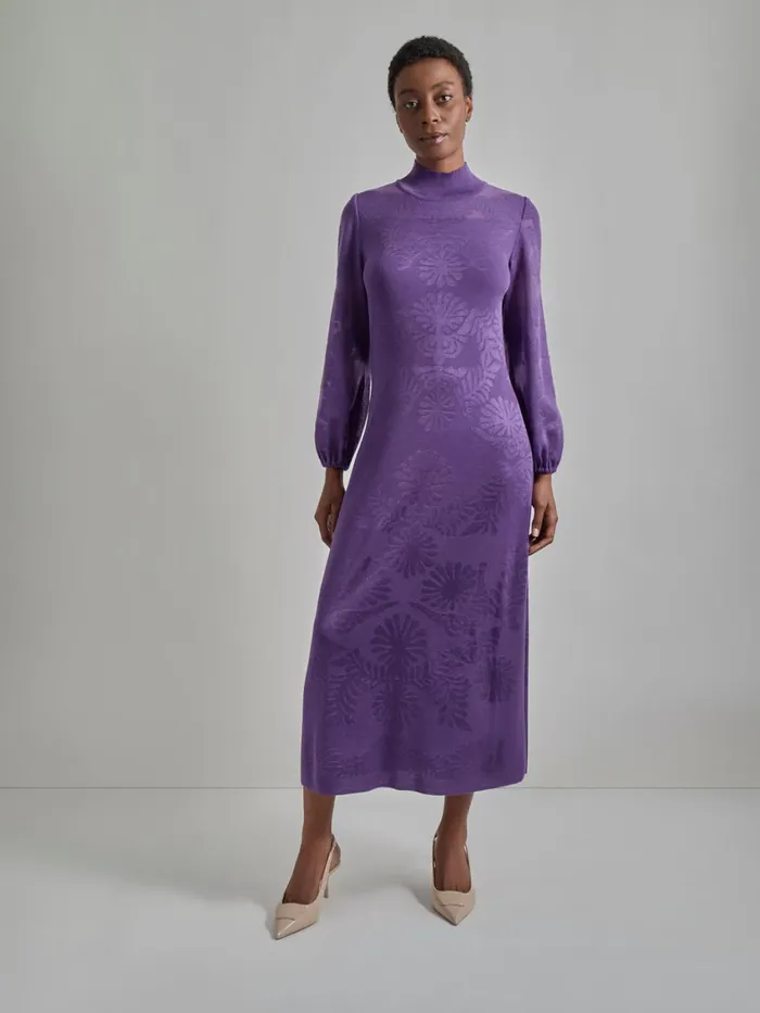 Misook ALine Jacquard Knit Maxi Dress Women Dresses