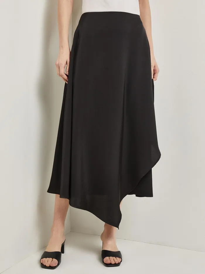 Misook Asymmetrical Charmeuse Maxi Skirt Women Skirts