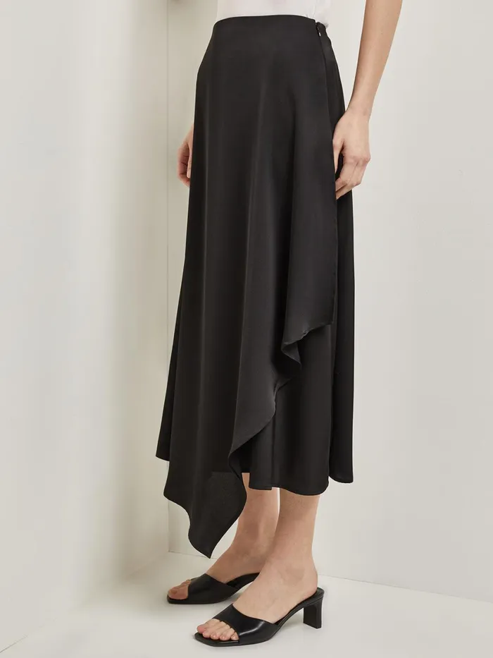 Misook Asymmetrical Charmeuse Maxi Skirt Women Skirts