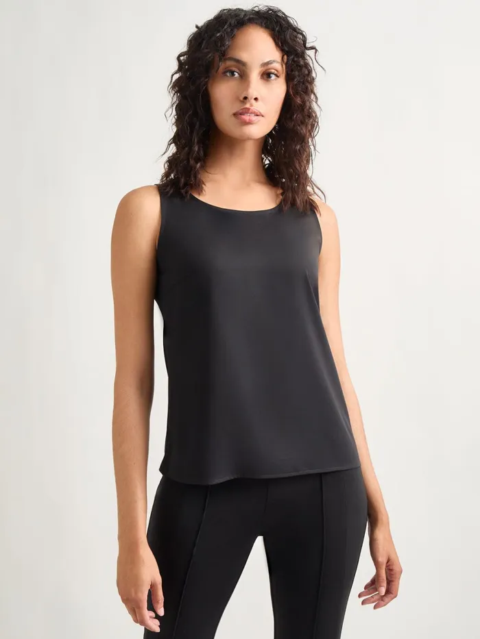 Misook Classic Crepe De Chine Tank Top Women Tanks
