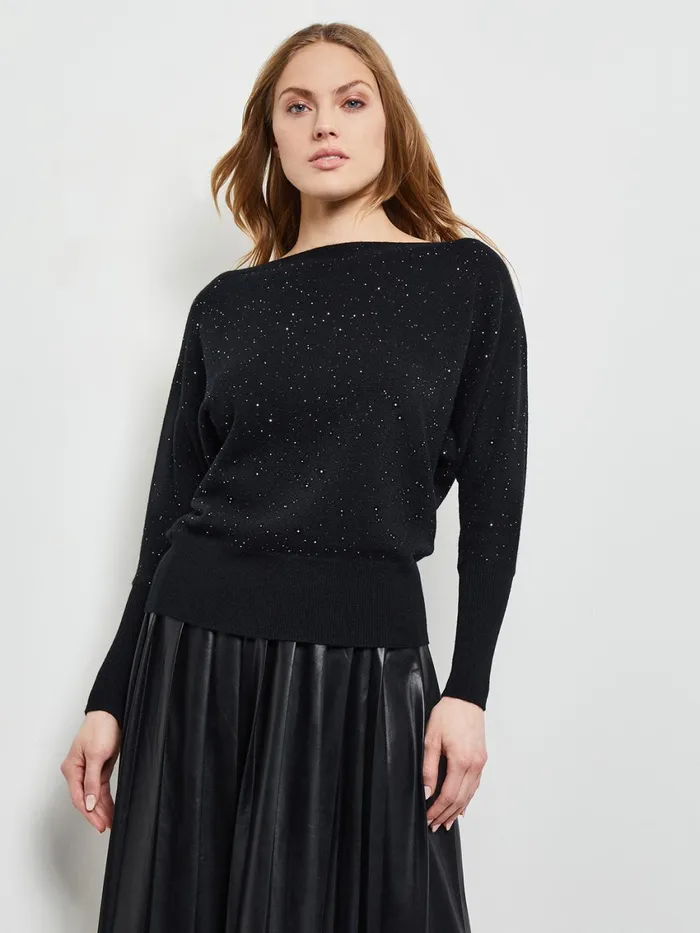 Misook Dolman Sequin Cashmere Sweater Women Tops and Tees