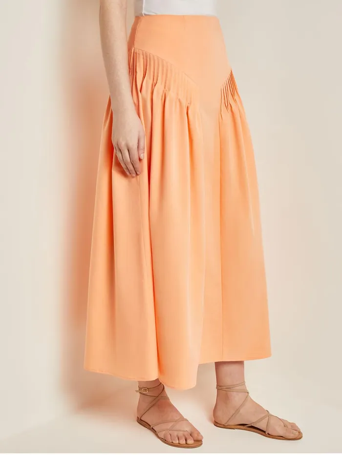 Misook Godet Midi Skirt 8211 Pleated Faux Cupro Silk Women Skirts Misook Godet Midi Skirt 8211 Pleated Faux Cupro Silk Women Skirts