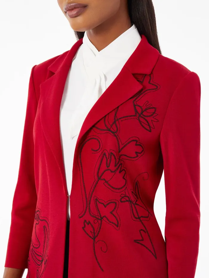 Misook Heritage Fit Floral Embroidery Long Knit Jacket Women Jackets and Coats Misook Heritage Fit Floral Embroidery Long Knit Jacket Women Jackets and Coats