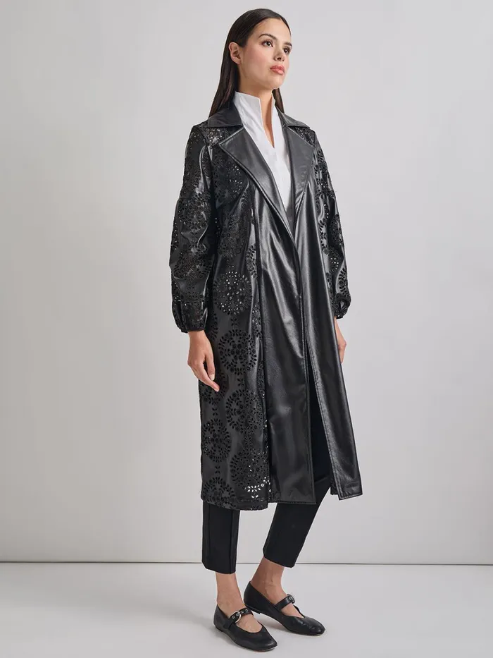 Misook Heritage Fit Open Front Vegan Leather Jacket Women Jackets and Coats