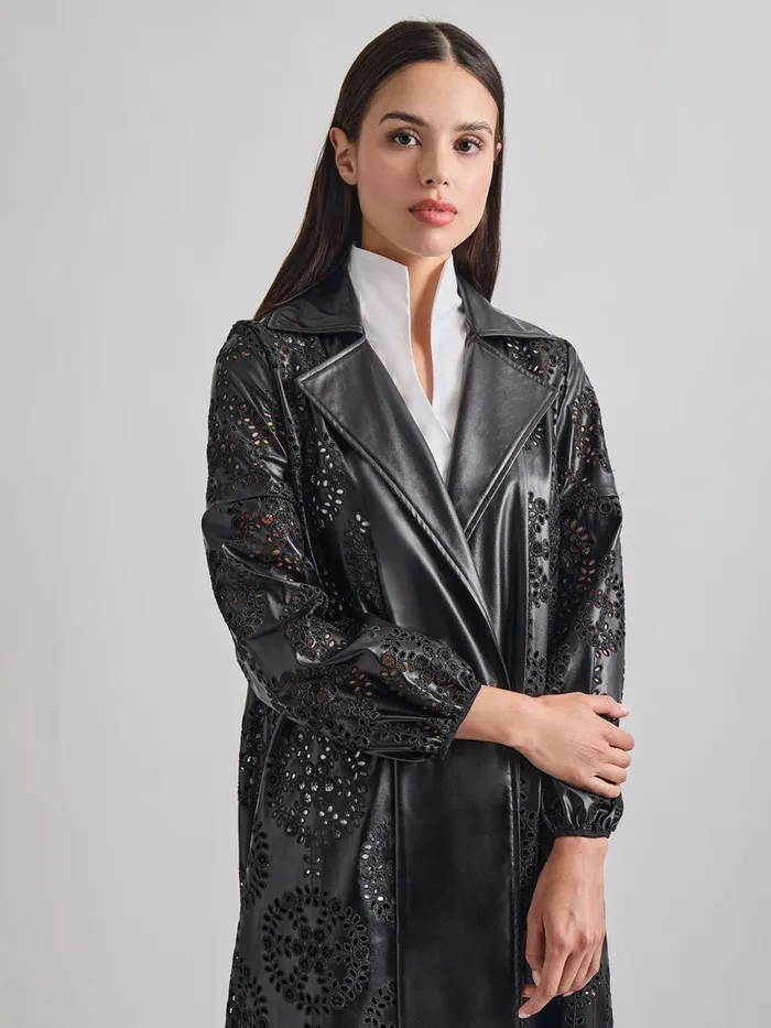 Misook Heritage Fit Open Front Vegan Leather Jacket Women Jackets and Coats