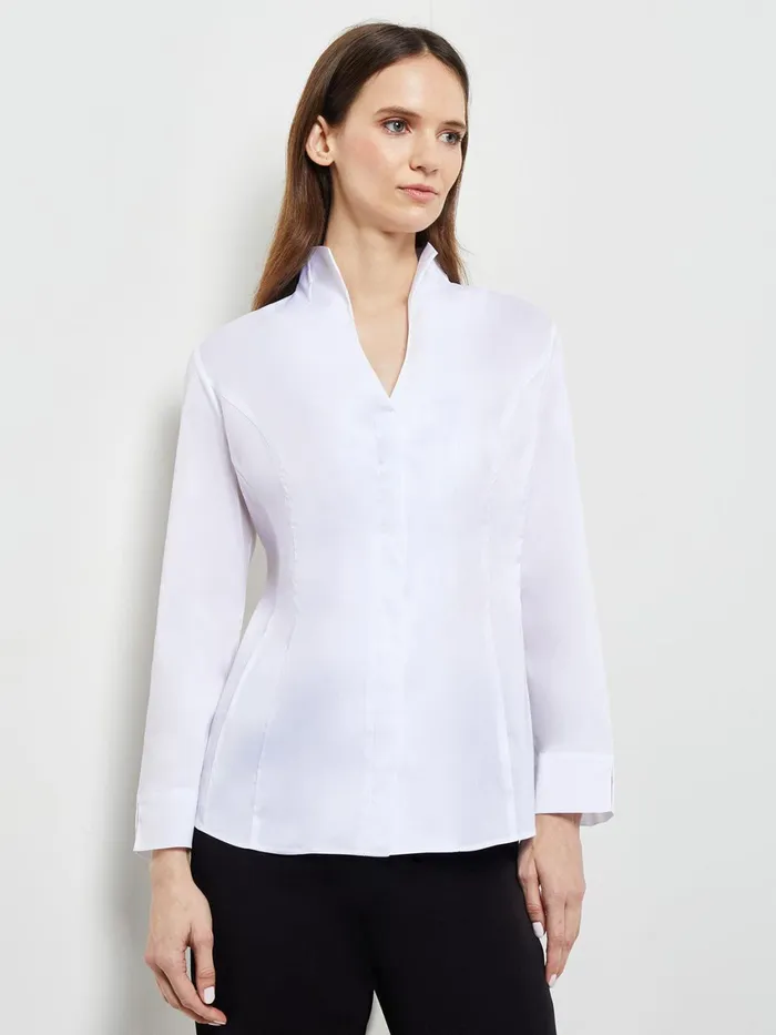 Misook HiNeck Stretch Cotton Blouse Women Tops and Tees