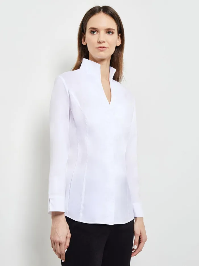 Misook HiNeck Stretch Cotton Blouse Women Tops and Tees