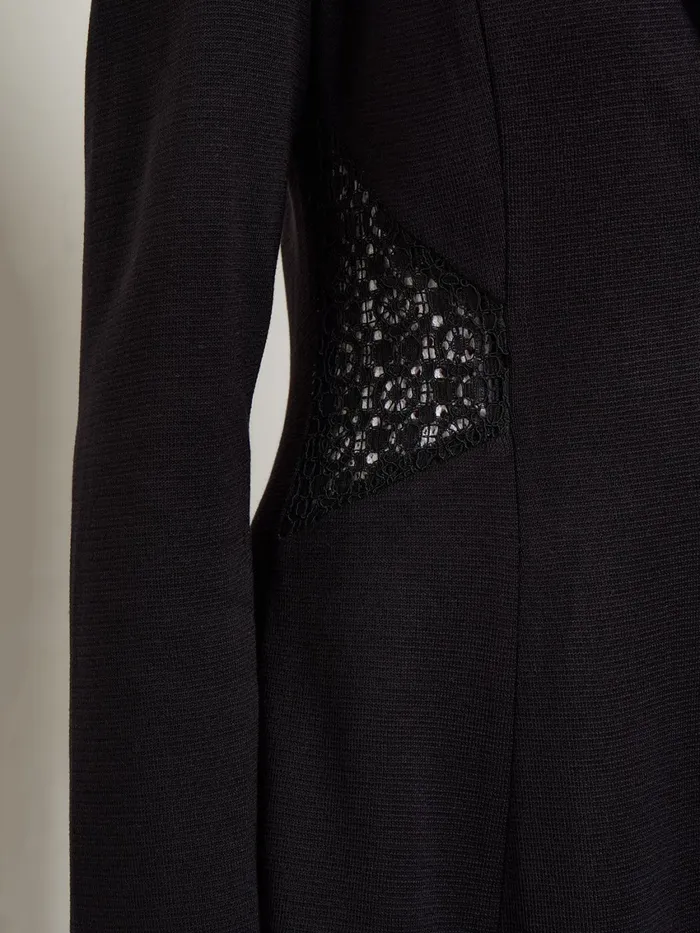 Misook Lace Accent Tailored Knit Blazer Women Jackets and Coats