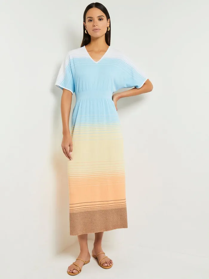Misook Midi Fit and Flare Dress 8211 Soft Ombre Jacquard Knit Women Dresses