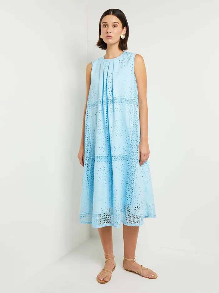 Misook Midi Tent Dress 8211 Sleeveless Eyelet Detailed Woven Women Dresses