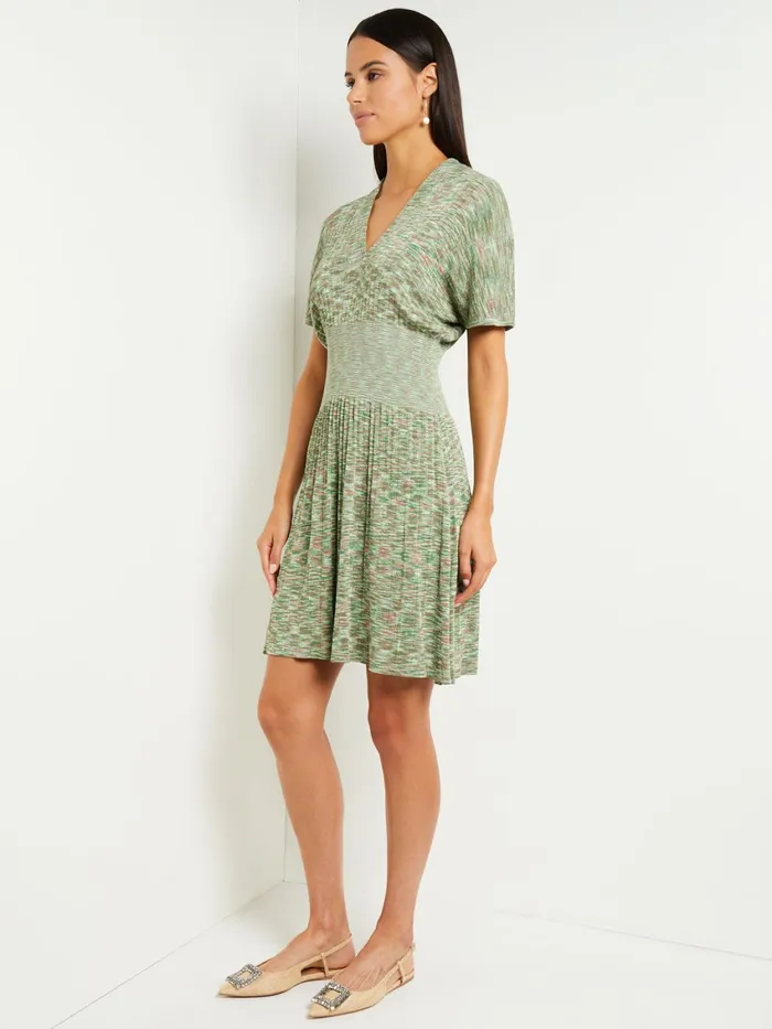 Misook Mini Fit and Flare Dress 8211 VNeck Pleated Knit Women Dresses
