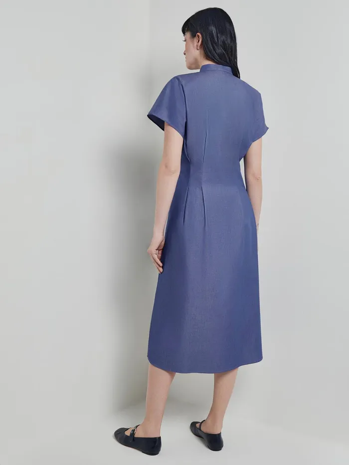 Misook Modern Fit and Flare Button Front Midi Dress Women Dresses Misook Modern Fit and Flare Button Front Midi Dress Women Dresses