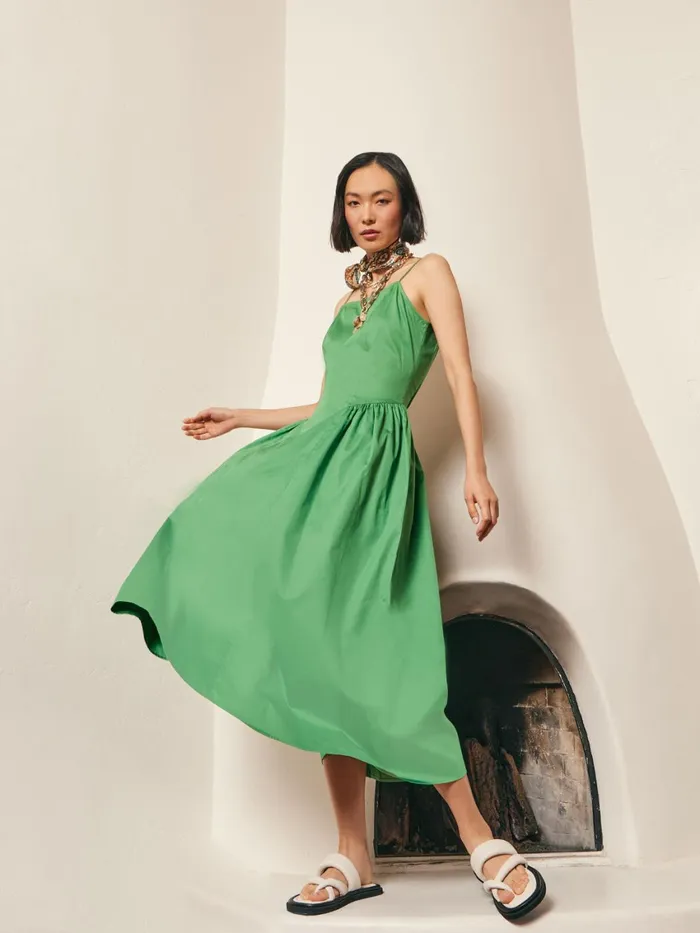 Misook Modern Fit and Flare Cotton Maxi Dress Women Dresses