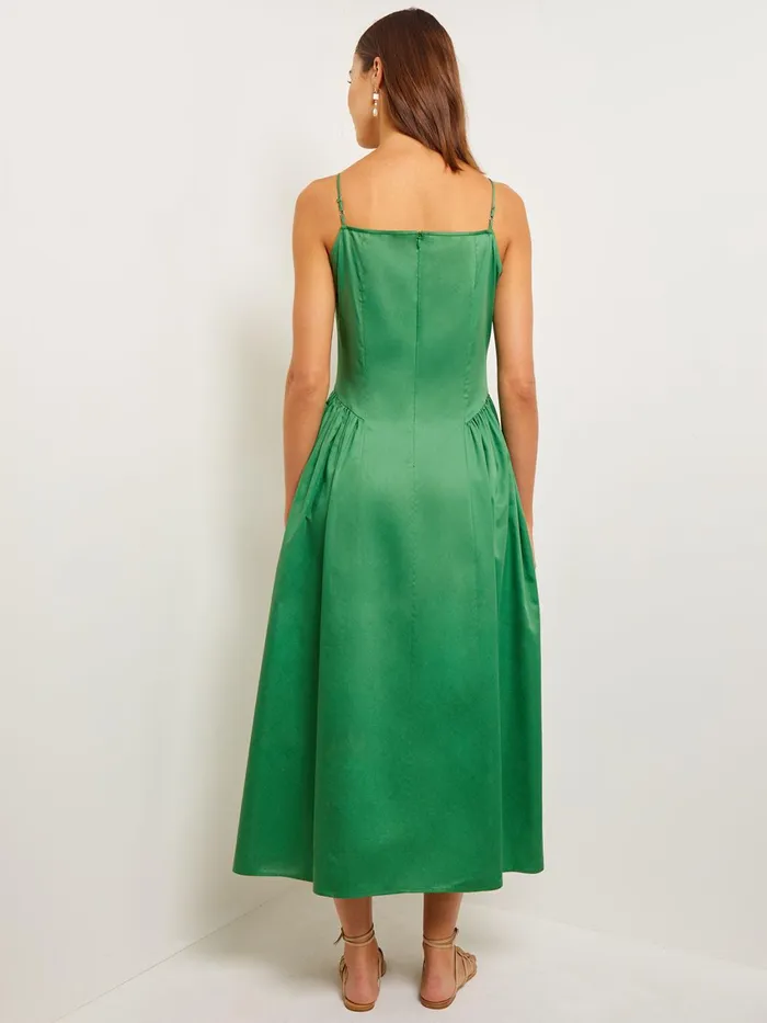 Misook Modern Fit and Flare Cotton Maxi Dress Women Dresses