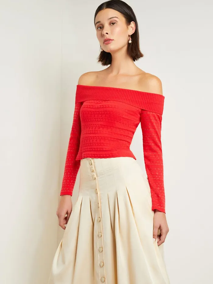 Misook Modern Fit OffTheShoulder Burnout Knit Top Women Tops and Tees