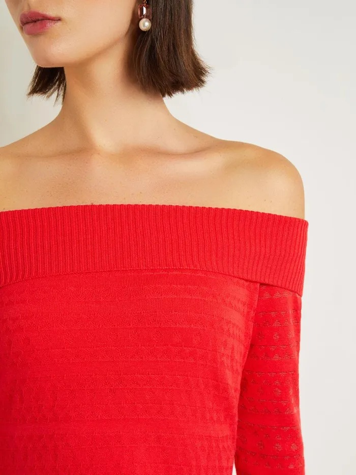 Misook Modern Fit OffTheShoulder Burnout Knit Top Women Tops and Tees Misook Modern Fit OffTheShoulder Burnout Knit Top Women Tops and Tees