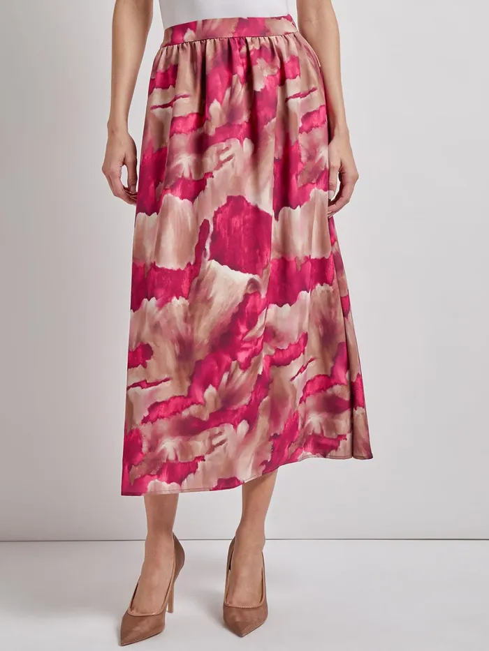 Misook PullOn Woven Watercolor Print Maxi Skirt Women Skirts