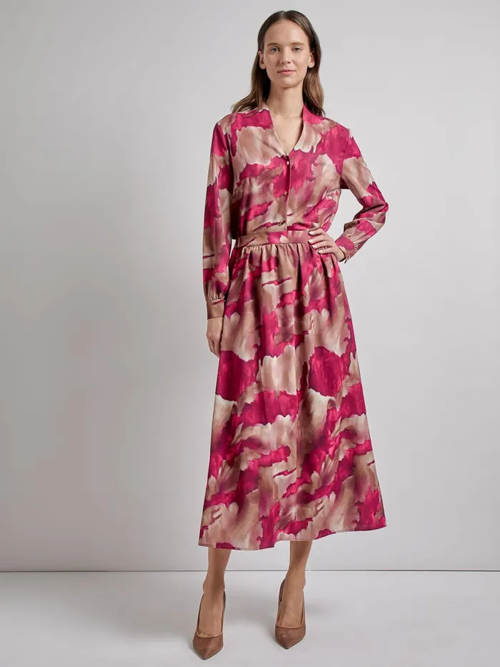 Misook PullOn Woven Watercolor Print Maxi Skirt Women Skirts Misook PullOn Woven Watercolor Print Maxi Skirt Women Skirts