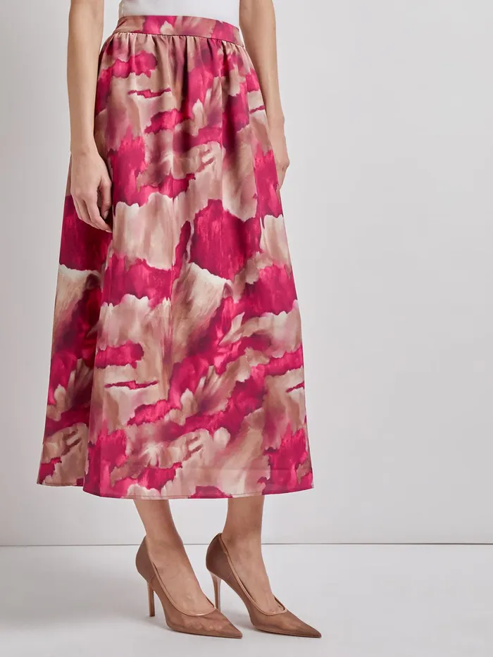 Misook PullOn Woven Watercolor Print Maxi Skirt Women Skirts Misook PullOn Woven Watercolor Print Maxi Skirt Women Skirts