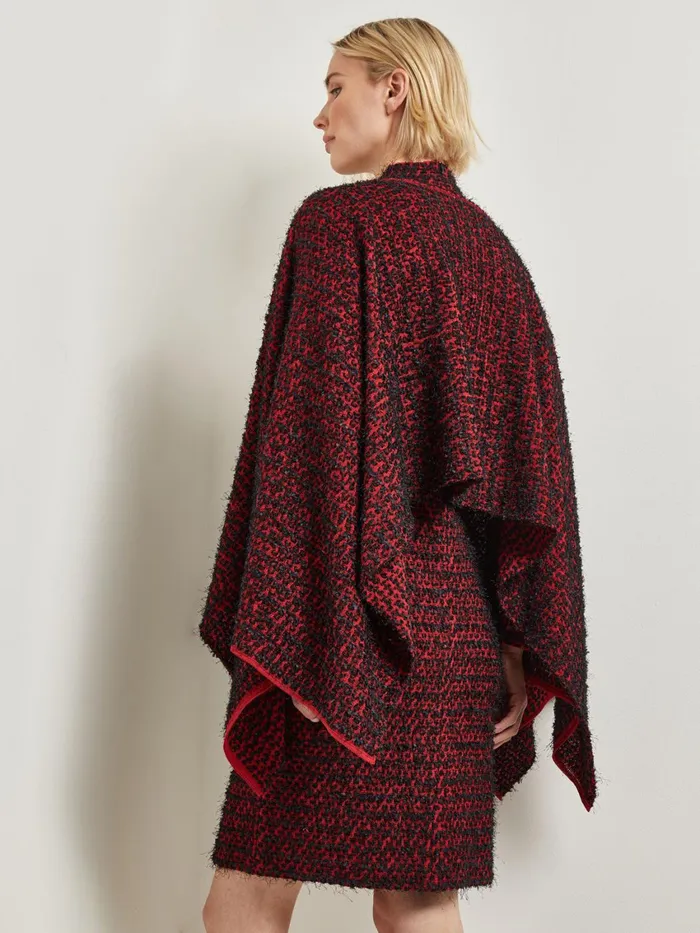Misook Relaxed Fit TwoTone Eyelash Knit Poncho Women Jackets and Coats