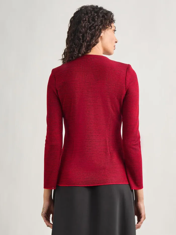 Misook Tailored Fit TwoToned Cutout Knit Jacket Women Jackets and Coats