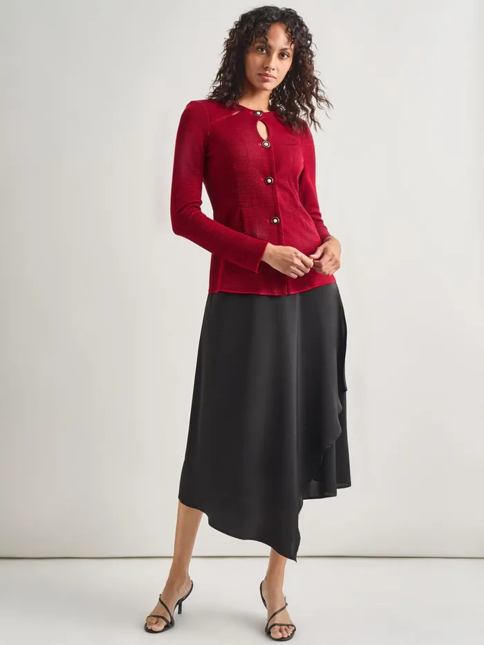 Misook Tailored Fit TwoToned Cutout Knit Jacket Women Jackets and Coats