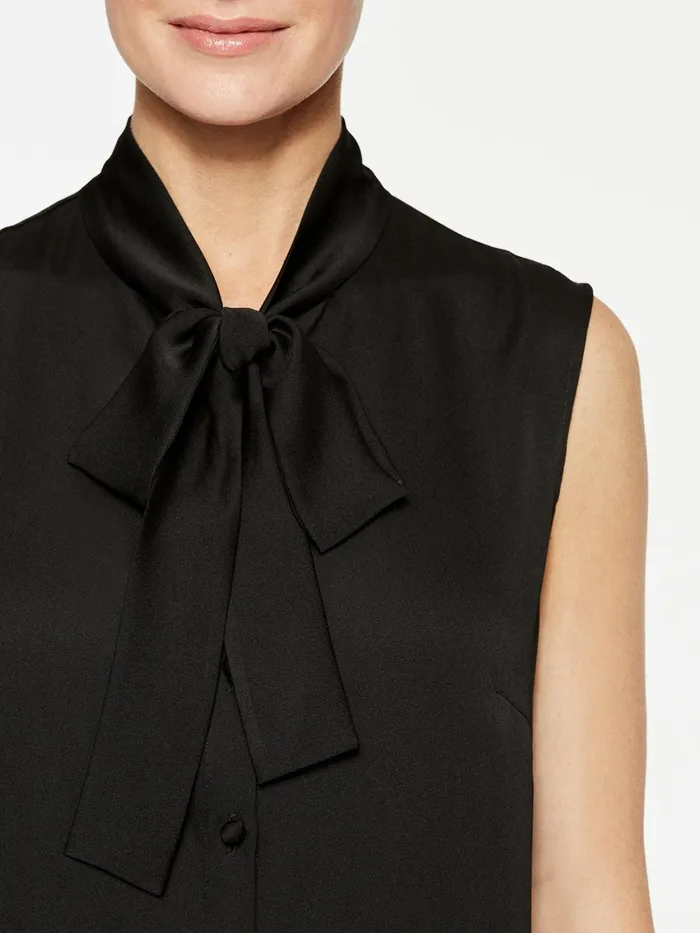 Misook TieNeck Crepe De Chine Blouse Women Tops and Tees