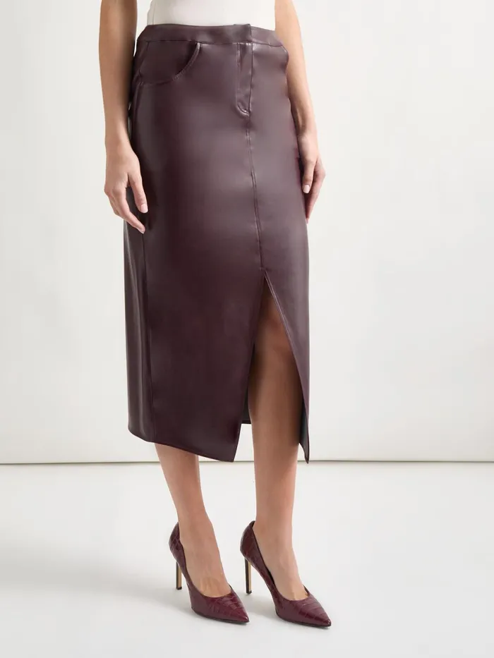 Misook Vegan Leather Pencil Skirt Women Skirts