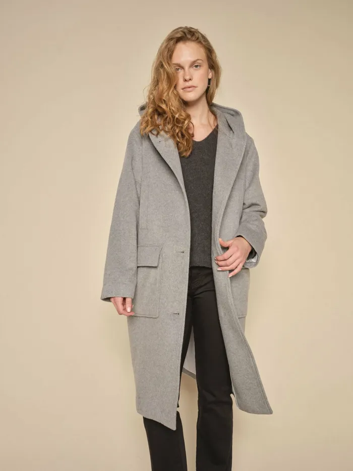 MMKenya Hoodie Wool Coat Grey Melange Jackets and Coats MOS MOSH Women