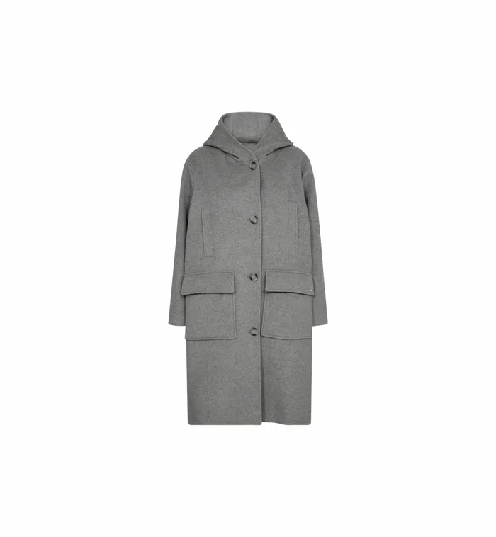 MMKenya Hoodie Wool Coat Grey Melange Jackets and Coats MOS MOSH Women MMKenya Hoodie Wool Coat Grey Melange Jackets and Coats MOS MOSH Women