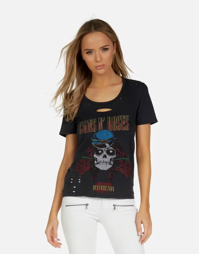 Myra X Guns N039 Roses Skull Onyx Women039s Lauren Moshi Short Sleeve
