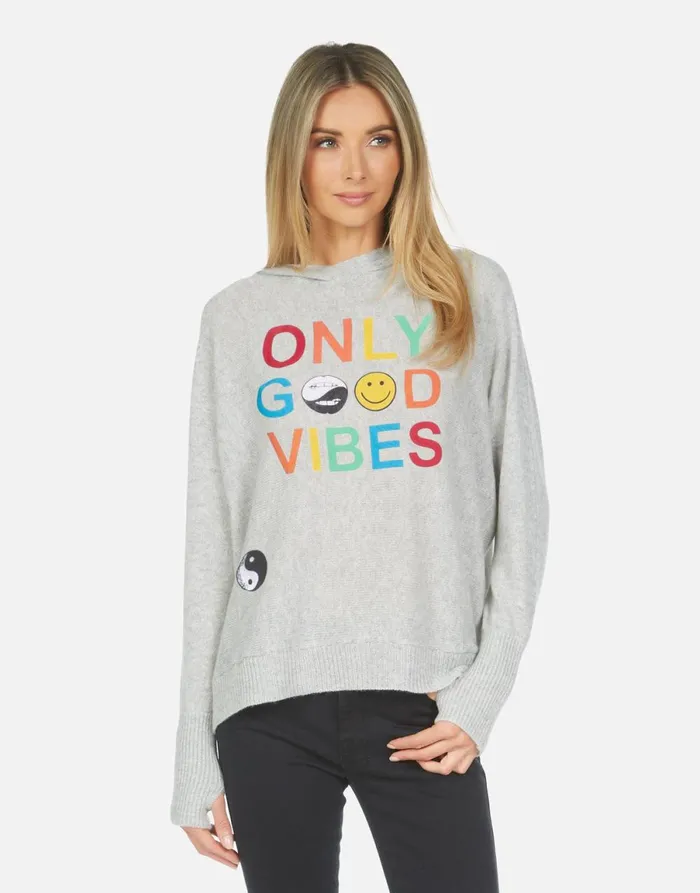 Namiko X Only Good Vibes Heather Grey Women039s Lauren Moshi Sweaters and Knits