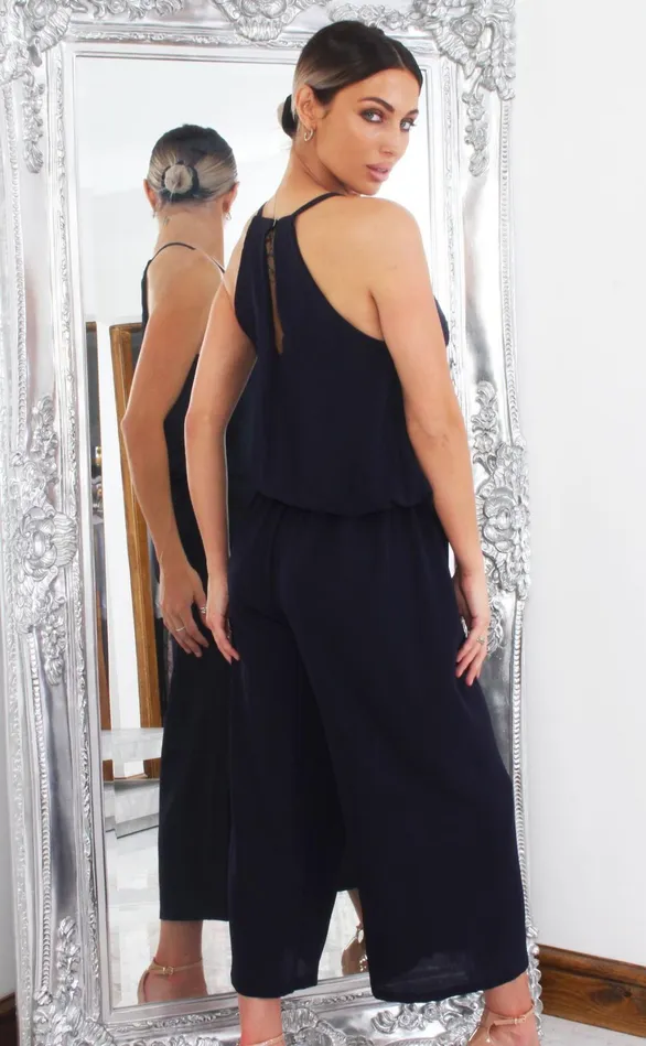 Navy Cowl Neck Culotte Jumpsuit Women Missfiga Jumpsuits Navy Cowl Neck Culotte Jumpsuit Women Missfiga Jumpsuits