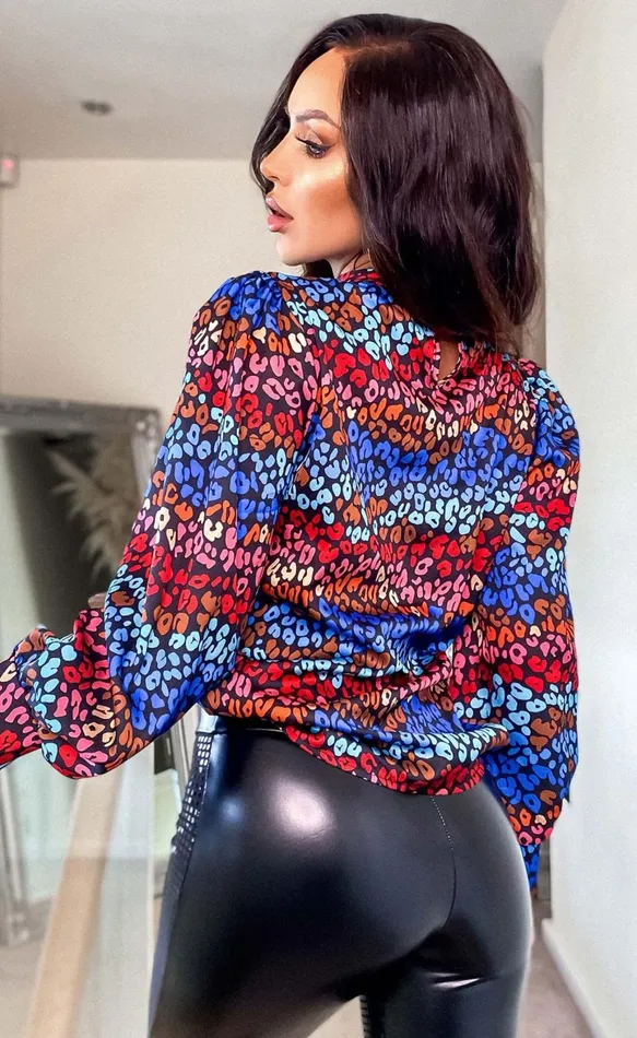 Nicky Animal High Neck Satin Top Women Missfiga Tops