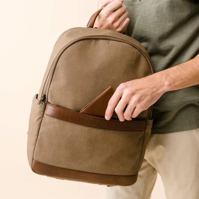Nisolo Bags and Wallets Men Alex Commuter Backpack Waxed Canvas Nisolo Bags and Wallets Men Alex Commuter Backpack Waxed Canvas