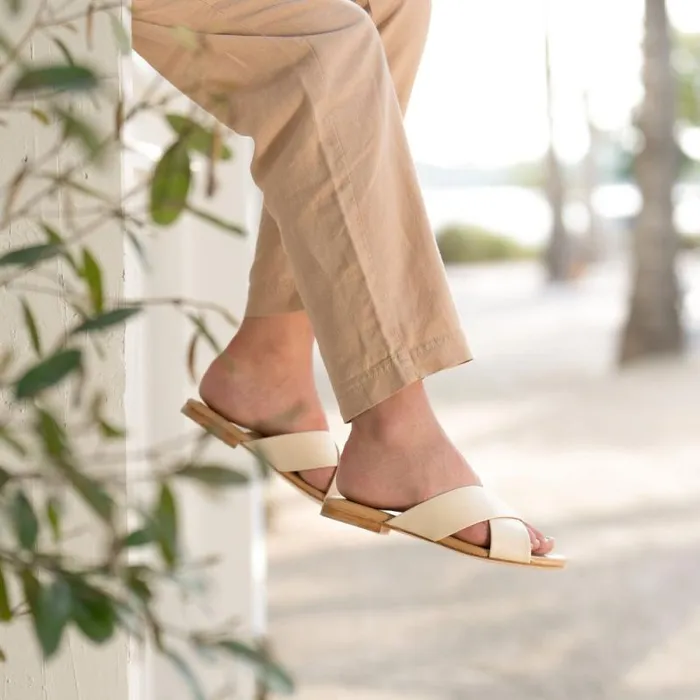 Nisolo Flats and Slip Ons Women Catalina Slide Sandal Bone
