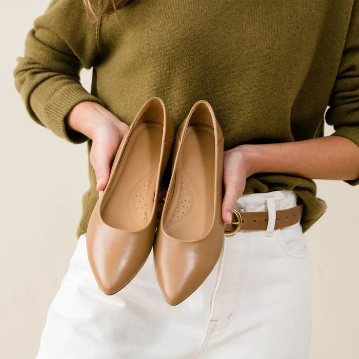 Nisolo Flats and Slip Ons Women Fina Pointed Toe Flat Almond Nisolo Flats and Slip Ons Women Fina Pointed Toe Flat Almond