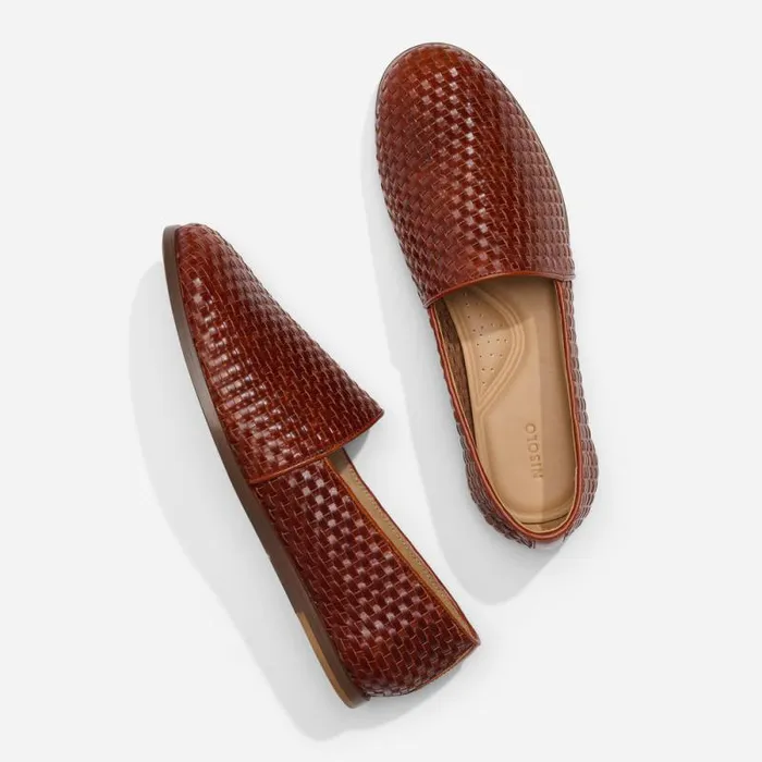 Nisolo Oxfords and Loafers Men Alejandro Woven Slip On 20 Woven Brandy