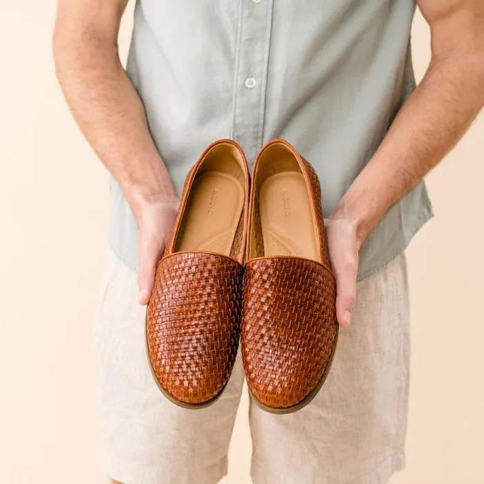 Nisolo Oxfords and Loafers Men Alejandro Woven Slip On 20 Woven Brandy