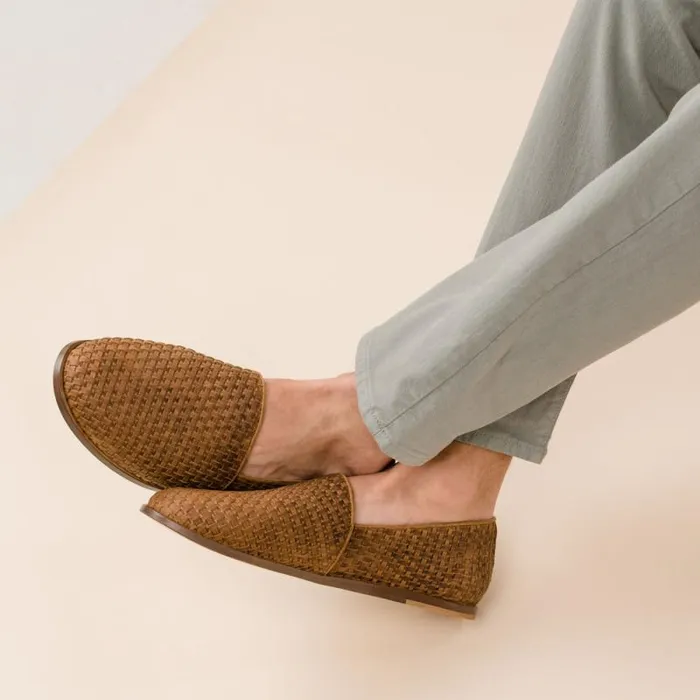 Nisolo Oxfords and Loafers Men Alejandro Woven Slip On 20 Woven Tobacco