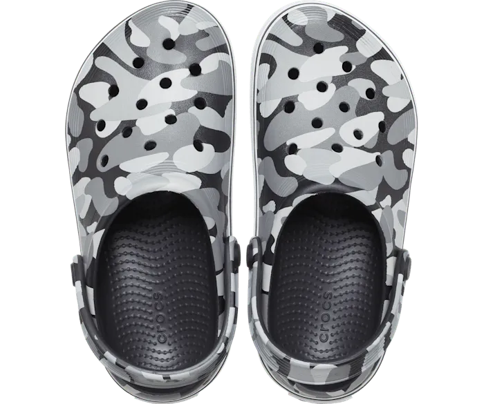 Off Court Camo Redux Clog Black White Women Crocs Platforms 038 Wedges