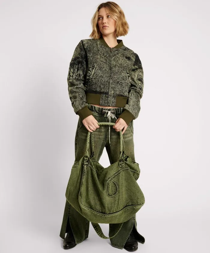 One Teaspoon Bags BLACK KHAKI DENIM OVERNIGHTER BAG 8211 Women One Teaspoon Bags BLACK KHAKI DENIM OVERNIGHTER BAG 8211 Women
