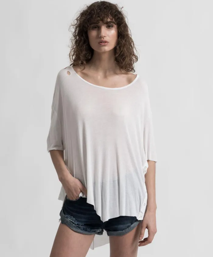 One Teaspoon Basic Tees BAMBOO COTTON RIBBED TEE 8211 Women
