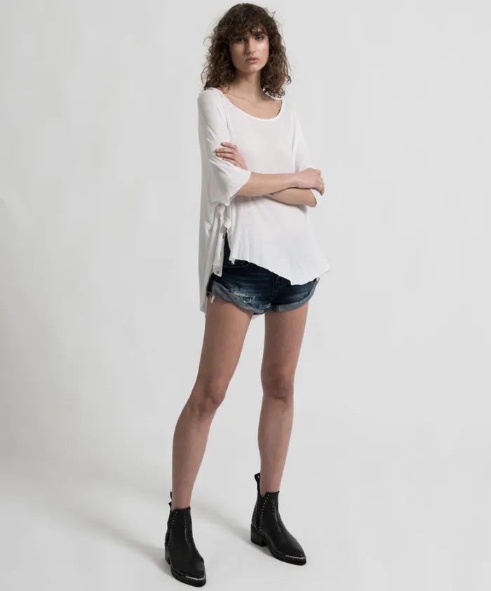 One Teaspoon Basic Tees BAMBOO COTTON RIBBED TEE 8211 Women