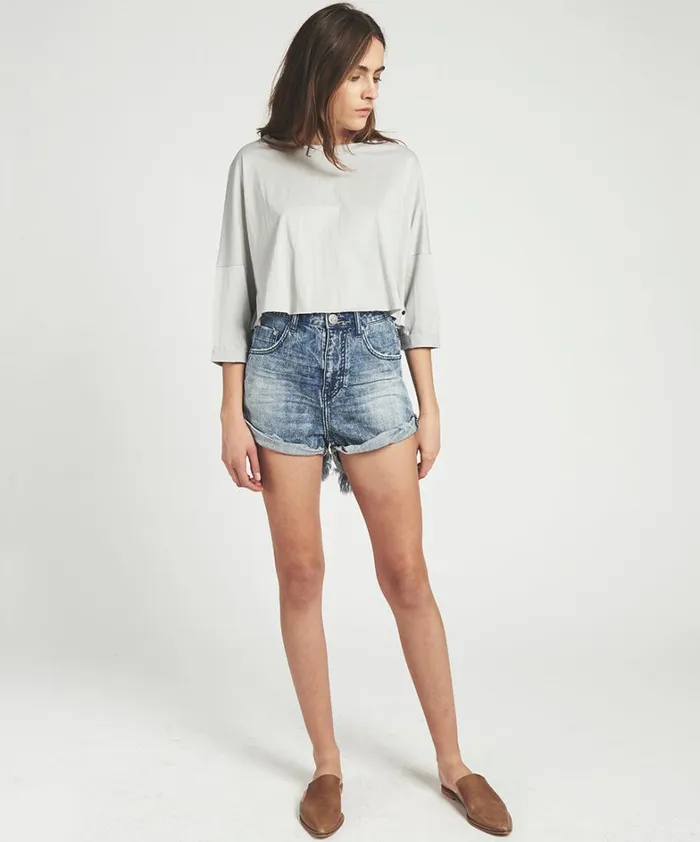One Teaspoon Basic Tees VISION SUPIMA 34 SLEEVE TEE 8211 Women